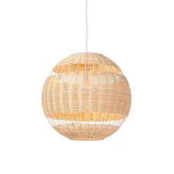 Landelijke hanglamp wit met rotan - Rattan