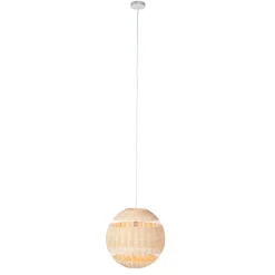 Landelijke hanglamp wit met rotan - Rattan