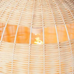 Landelijke hanglamp wit met rotan - Rattan