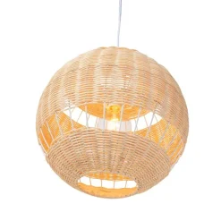 Landelijke hanglamp wit met rotan - Rattan