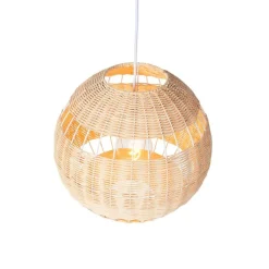 Landelijke hanglamp wit met rotan - Rattan