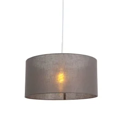 Landelijke hanglamp wit met grijze kap 50 cm - Combi 1