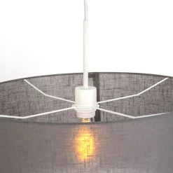 Landelijke hanglamp wit met grijze kap 50 cm - Combi 1