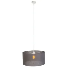Landelijke hanglamp wit met grijze kap 50 cm - Combi 1