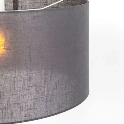 Landelijke hanglamp wit met grijze kap 50 cm - Combi 1