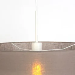 Landelijke hanglamp wit met taupe kap 50 cm - Combi 1