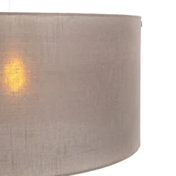 Landelijke hanglamp wit met taupe kap 50 cm - Combi 1