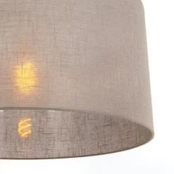 Landelijke hanglamp wit met taupe kap 50 cm - Combi 1
