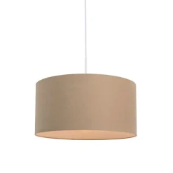 Landelijke hanglamp wit met lichtbruine kap 50cm - Combi