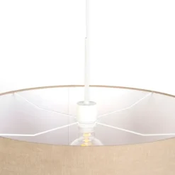 Landelijke hanglamp wit met lichtbruine kap 50cm - Combi