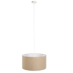 Landelijke hanglamp wit met lichtbruine kap 50cm - Combi