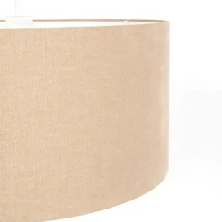 Landelijke hanglamp wit met lichtbruine kap 50cm - Combi