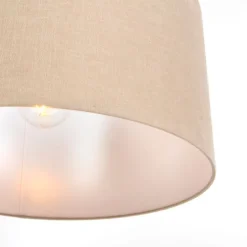 Landelijke hanglamp wit met lichtbruine kap 50cm - Combi