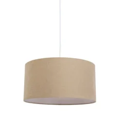 Landelijke hanglamp wit met lichtbruine kap 50cm - Combi