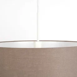 Landelijke hanglamp wit met bruine kap 50 cm - Combi 1