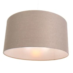 Landelijke hanglamp wit met bruine kap 50 cm - Combi 1