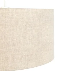 Landelijke hanglamp wit met katoenen kap lichtgrijs 50 cm - Combi