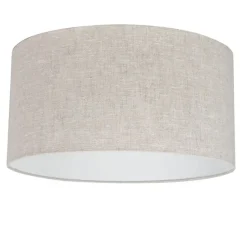 Landelijke hanglamp wit met katoenen kap lichtgrijs 50 cm - Combi