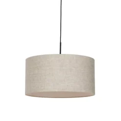 Landelijke hanglamp zwart met beige kap 50 cm - Combi 1