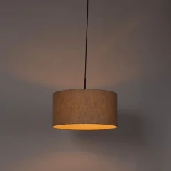 Landelijke hanglamp zwart met beige kap 50 cm - Combi 1