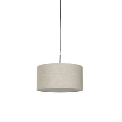 Landelijke hanglamp zwart met beige kap 50 cm - Combi 1
