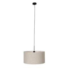 Landelijke hanglamp zwart met beige kap 50 cm - Combi 1