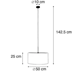 Landelijke hanglamp zwart met beige kap 50 cm - Combi 1