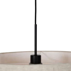 Landelijke hanglamp zwart met beige kap 50 cm - Combi 1