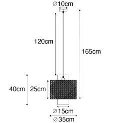 Landelijke hanglamp zwart met rotan - Kata