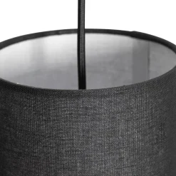 Landelijke hanglamp zwart met rotan - Kata