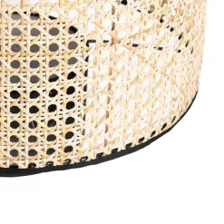 Landelijke hanglamp zwart met rotan - Kata