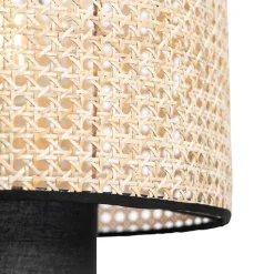 Landelijke hanglamp zwart met rotan - Kata