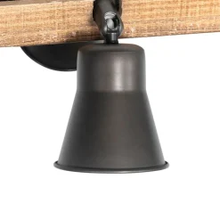 Landelijke hanglamp zwart met hout 8-lichts - Jelle