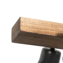 Landelijke hanglamp zwart met hout 8-lichts - Jelle