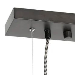 Landelijke hanglamp zwart met hout 8-lichts - Jelle