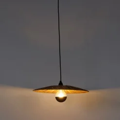 Landelijke hanglamp zwart met touw 45 cm - Leia