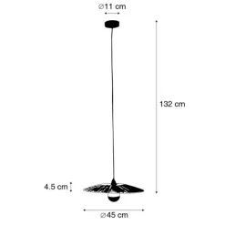 Landelijke hanglamp zwart met touw 45 cm - Leia
