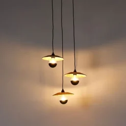 Landelijke hanglamp zwart met touw 3-lichts - Leia