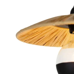 Landelijke hanglamp zwart met touw 3-lichts - Leia