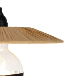 Landelijke hanglamp zwart met touw 3-lichts - Leia