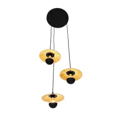 Landelijke hanglamp zwart met touw 3-lichts - Leia