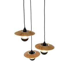 Landelijke hanglamp zwart met touw 3-lichts - Leia