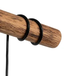 Landelijke hanglamp zwart met hout 4-lichts - Stronk