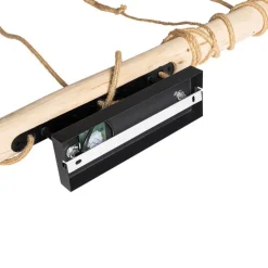 Landelijke hanglamp zwart met hout 3-lichts - Yura