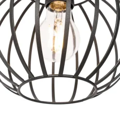 Landelijke hanglamp zwart met hout 3-lichts - Yura