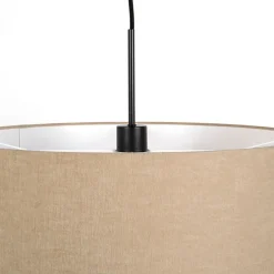 Landelijke hanglamp zwart met beige kap 50cm - Combi