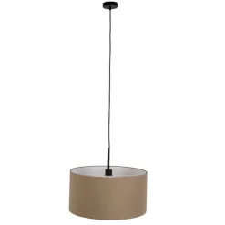 Landelijke hanglamp zwart met beige kap 50cm - Combi