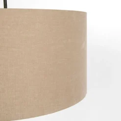 Landelijke hanglamp zwart met beige kap 50cm - Combi