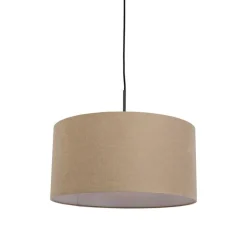 Landelijke hanglamp zwart met beige kap 50cm - Combi