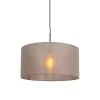 Landelijke hanglamp zwart met taupe kap 50 cm - Combi 1